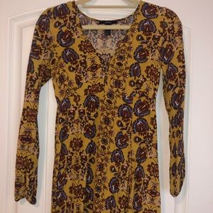 Mustard Floral Mini Dress